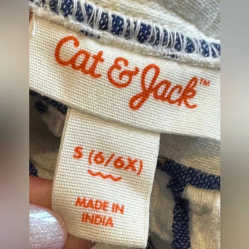 Cat & Jack Red White and Blue Striped Kids One Piece Romper sz 6/6X